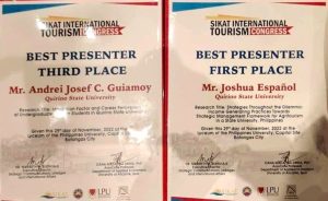 BEST RESEARCH PRESENTERS during the recently concluded SIKAT International Tourism Congress